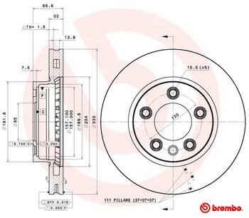 KIT 2 PÇs DISCO FREIO VW TOUAREG (7P5, 7P6) 3.6 V6 FSI EIXO DIANTEIRO 2010 2017 69