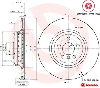 KIT 2 PÇs DISCO FREIO BMW 5 (G30, F90) 530 e Plug-in-Hybrid EIXO TRASEIRO 2022 2023 64