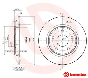 KIT 2 PÇs DISCO FREIO DODGE JOURNEY SUV 2.7 24V EIXO TRASEIRO 2008 2011 33