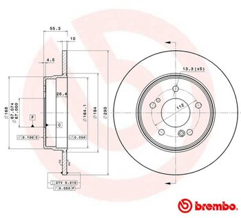 KIT 2 PÇs DISCO FREIO MERCEDES-BENZ C-CLASS (W203) C 320 4-matic (203.084) EIXO TRASEIRO 2001 2005 55