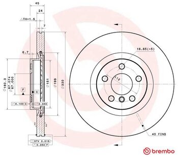 KIT 2 PÇs DISCO FREIO VOLVO V50 (545) T5 AWD EIXO TRASEIRO 2007 2012 41