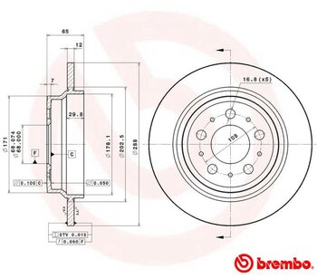 KIT 2 PÇs DISCO FREIO VOLVO S60 I (384) 2.0 T5 EIXO TRASEIRO 2000 2009 65