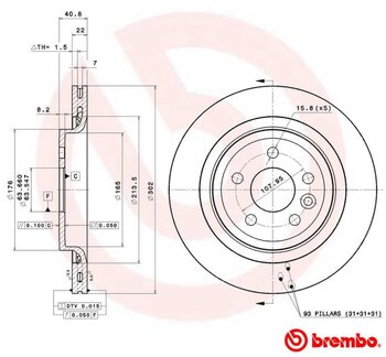 KIT 2 PÇs DISCO FREIO VOLVO S60 II (134) T6 AWD EIXO TRASEIRO 2010 2014 41