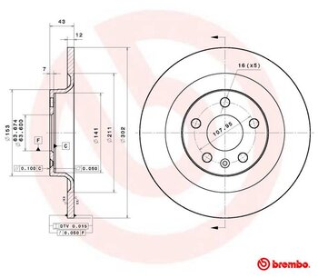 KIT 2 PÇs DISCO FREIO VOLVO S60 III (224) T4 EIXO TRASEIRO 2019 2020 43