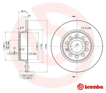 KIT 2 PÇs DISCO FREIO AUDI A3 Limousine (8VS, 8VM) 1.4 TFSI EIXO TRASEIRO 2014 2015 48