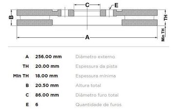 DISCO FREIO KIA AVELLA 2.2 D DIANT 1992 1997 27X27X12