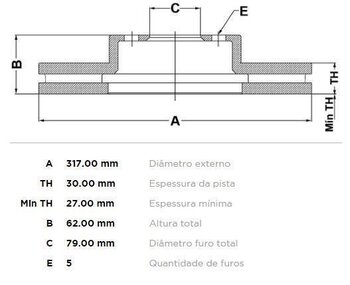 DISCO FREIO LAND ROVER DEFENDER Cabrio (LD) 4.4 4x4 DIANT 2005 EM DIANTE 32X32X12