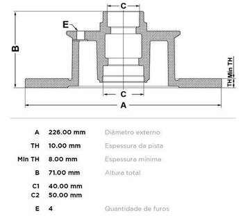 DISCO FREIO VW PASSAT B3/B4 (3A2, 35I) 2.0 EIXO TRASEIRO 1995 1997 24X24X12