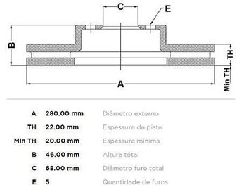 DISCO FREIO AUDI A4 B6 (8E2) 3.0 2001 2004 29X29X12