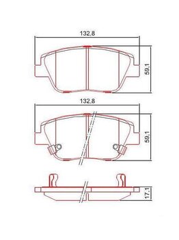 PASTILHA FREIO HYUNDAI HB20 1.6 Premium Comfort Plus Style Spicy Spec Flex EIXO DIANTEIRO 2012 2019 132,9X59,8