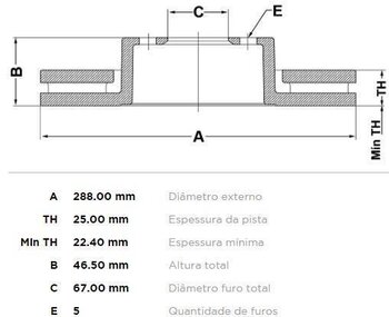 KIT 2 PCs DISCO FREIO MERCEDES-BENZ 100 Caixa (631) 200 Kompressor (208.345) DIANT 1997 2000 29X29X12