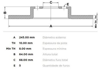 DISCO FREIO AUDI 100 (44, 44Q, C3) 2.6 TRAS 1992 1994 25X25X12