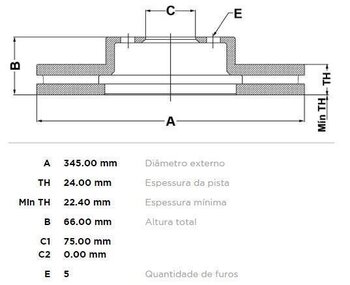 DISCO FREIO BMW 1 (F20) 116 i 2011 2015 35x35x12