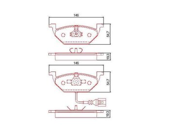 PASTILHA FREIO AUDI A3 (8L1) 1.8 20V EIXO DIANTEIRO 1996 2006 146X54,7X19,7