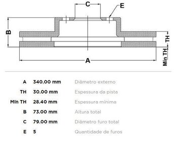 DISCO FREIO BMW 1 (F21) 116 i 2011 EM DIANTE 35X35X12