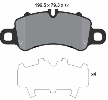 PASTILHA FREIO PORSCHE 911 (991) 3.4 Carrera EIXO DIANTEIRO 2011 2015 199,5X79,3X17,3