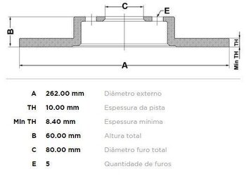 DISCO FREIO JEEP COMPASS (MK49) 2.0 16V EIXO TRASEIRO 2011 2015 27x27x12