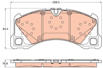 PASTILHA FREIO VW TOUAREG (7P5, 7P6) 3.6 V6 FSI 2010 2017 209,5X94,4X16,5