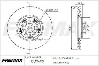 DISCO FREIO ALFA ROMEO 159 (939_) 3.2 JTS Q4 (939AXH1B, 939AXG22) 2006 2008 34X34X12