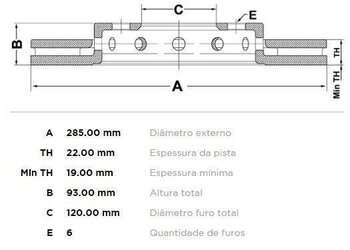 DISCO FREIO MERCEDES-BENZ SPRINTER 3-t Caminhão de plataforma/chassis (B903) 311 CDI (903.611, 903.612, 903.613, 903.621, 903.6 2001 2012 29X29X12