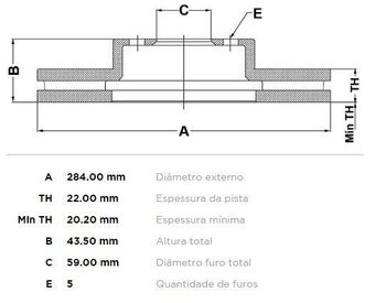 KIT 2 PÇs DISCO FREIO ALFA ROMEO 2300 2.0 DIANT 2002 2005 29X29X12