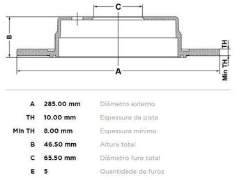 KIT 2 PÇs DISCO FREIO CHERY A3 Hatchback 1.6 TRAS 2010 EM DIANTE 29X29X12