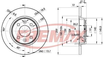 DISCO FREIO RENAULT 19 I (B/C53_) 1.6 Hi-Flex (CB0H) DIANT 2005 2010 26X26X12