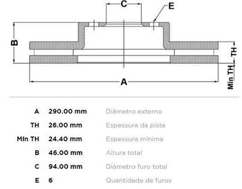 DISCO FREIO MITSUBISHI AIRTREK I (CU_W) 2.5 TD DIANT 2002 EM DIANTE 30X30X12