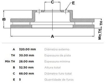 DISCO FREIO AUDI Q5 (8RB) 3.2 FSI quattro EIXO DIANTEIRO 2008 2012 33X33X12