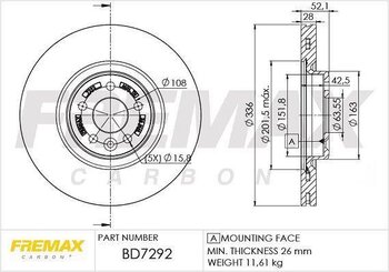 DISCO FREIO VOLVO S80 II (124) 3.2 AWD 2006 2010 34X34X12