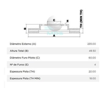 DISCO FREIO SUZUKI BALENO (EG) 1.6 i 16V (SY416) DIANT 1995 2000 24X24X12