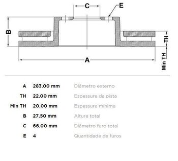 DISCO FREIO DS AIRCROSS 2.0 i 16V DIANT 1998 2003 29X29X12