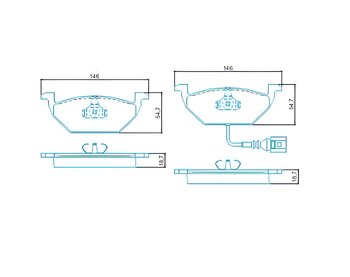 PASTILHA FREIO VW NEW BEETLE (9C1, 1C1) 2.0 EIXO DIANTEIRO 1999 2010 146X54,7X19,7