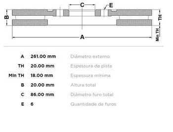 DISCO FREIO KIA BONGO Furgão 2.5 TDCi DIANT 2007 2012 27X27X12