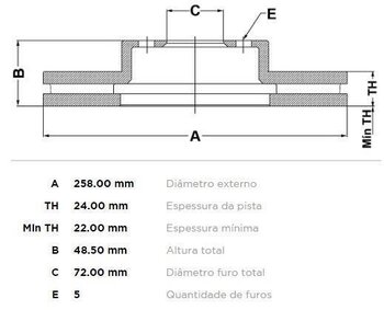 DISCO FREIO MAZDA 626 IV (GE) 2.0 i (GE10S1) DIANT 1994 1997 26X26X12