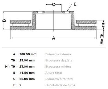 DISCO FREIO VW APOLLO tres volumes 2.8 V6 Syncro/4motion DIANT 1997 2000 29X29X12