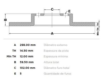 DISCO FREIO LAND ROVER DEFENDER Station Wagon (L316) 2.5 TDI 4x4 (L316) EIXO TRASEIRO 1990 2001 30x30x12