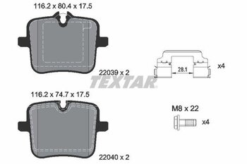 PASTILHA FREIO BMW 5 (G30, F90) M5 EIXO TRASEIRO 2019 2023 80,4X116,2X17,5