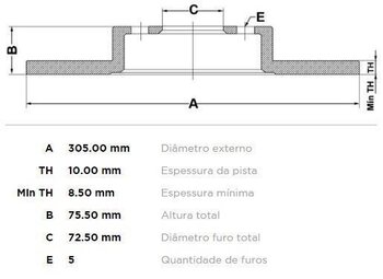 DISCO FREIO JEEP CHEROKEE (KK) 2.7 CRD 4x4 TRAS 2001 2005 31X31X12