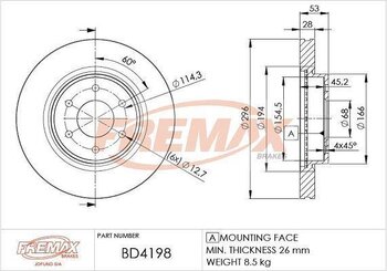 KIT 2 PÇs DISCO FREIO NISSAN FRONTIER (D40) 2.5 dCi CD SE EIXO DIANTEIRO 2008 2012 30X30X12