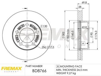 DISCO FREIO RENAULT 19 I (B/C53_) 2.3 DIANT 2012 EM DIANTE 30x30x12