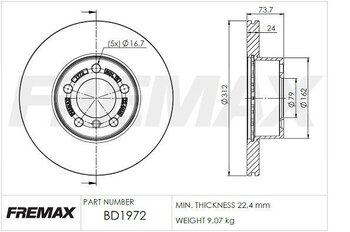 DISCO FREIO BMW 1 (F20) 125 i EIXO DIANTEIRO 2013 2014 32X32X12