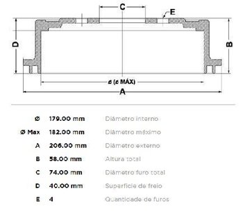 KIT 2 PÇs TAMBOR FREIO CHERY A3 Hatchback 1.1 2011 EM DIANTE 28X28X12