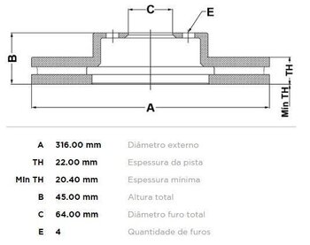 KIT 2 PÇs DISCO FREIO MINI (R56) Cooper S DIANT 2007 EM DIANTE 32x32x12