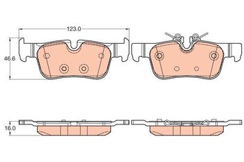 PASTILHA FREIO BMW 2 MONOCAB (F45) 225 i EIXO TRASEIRO 2014 2016 123,0X46,6X16,0