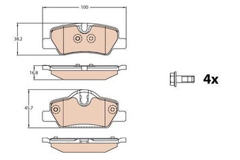 PASTILHA FREIO MINI MINI (F55) Cooper Top EIXO TRASEIRO 2015 2020 16X14X14