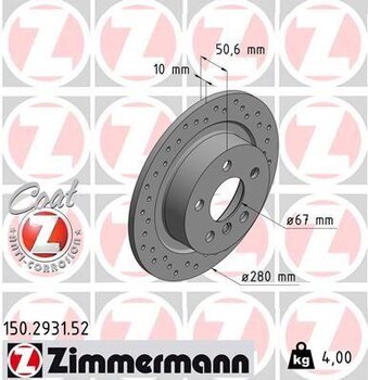 DISCO FREIO MINI MINI COUNTRYMAN (F60) Cooper EIXO TRASEIRO 2017 2021 51