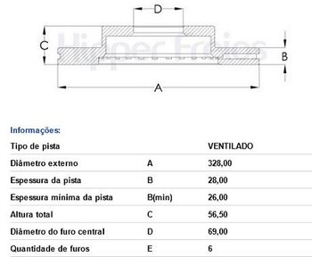 DISCO FREIO KIA MOHAVE (HM) 3.8 4WD 2008 2013