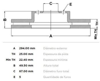 KIT 2 PCs DISCO FREIO MERCEDES-BENZ 100 Caixa (631) E 320 (124.066) DIANT 1993 1998 30X30X12