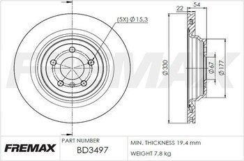 KIT 2 PÇs DISCO FREIO MERCEDES-BENZ 100 Caixa (631) 500 e 4-matic (166.063) TRAS 2015 EM DIANTE 34X34X12